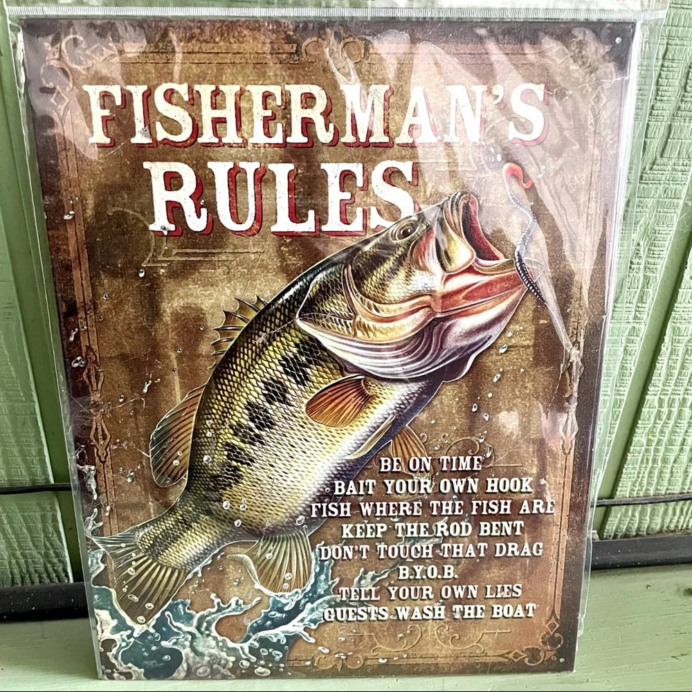 NEW Fisherman’s Rules Metal Sign